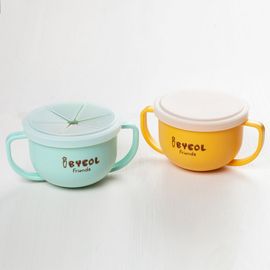[I-BYEOL Friends] Two hands cup, Yellow + Silicone Lid (Storage) _ Snack Catcher with Silicon Lid, Snack Container, Portable Biscuits Candy Box, BPA Free _ Made in KOREA